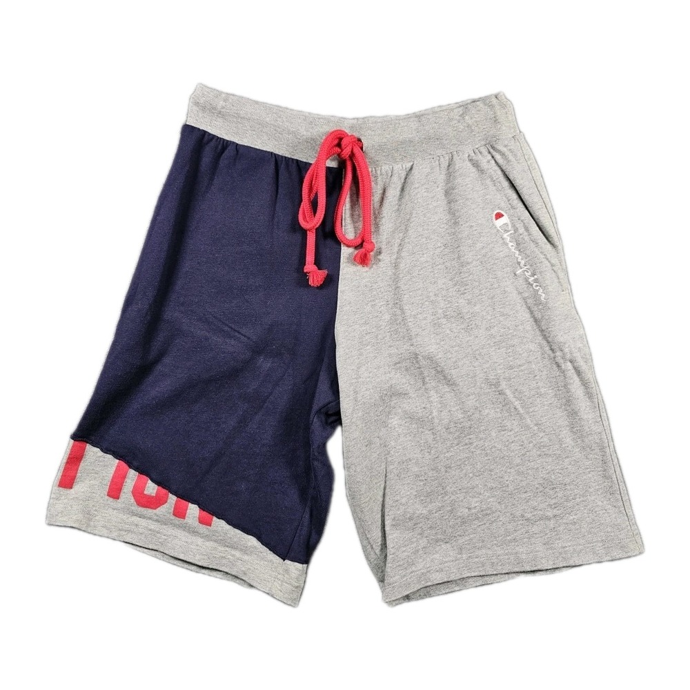 Champion Reverse Weave Colorblock Fleece Sweat Shorts Mens‎ Large Gray Navy 10"
